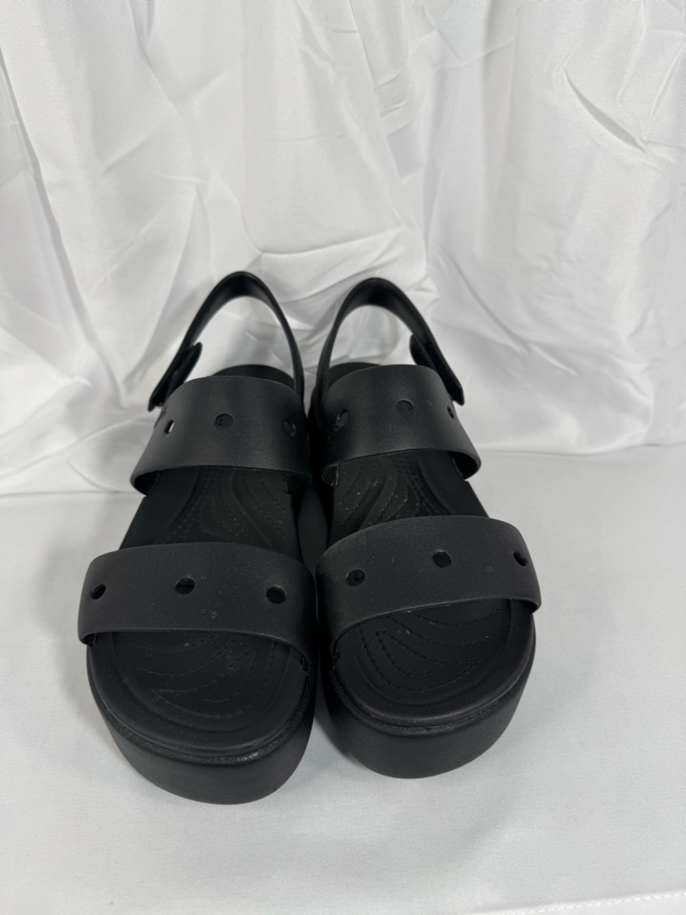 Crocs Black Platform Strap Sandals